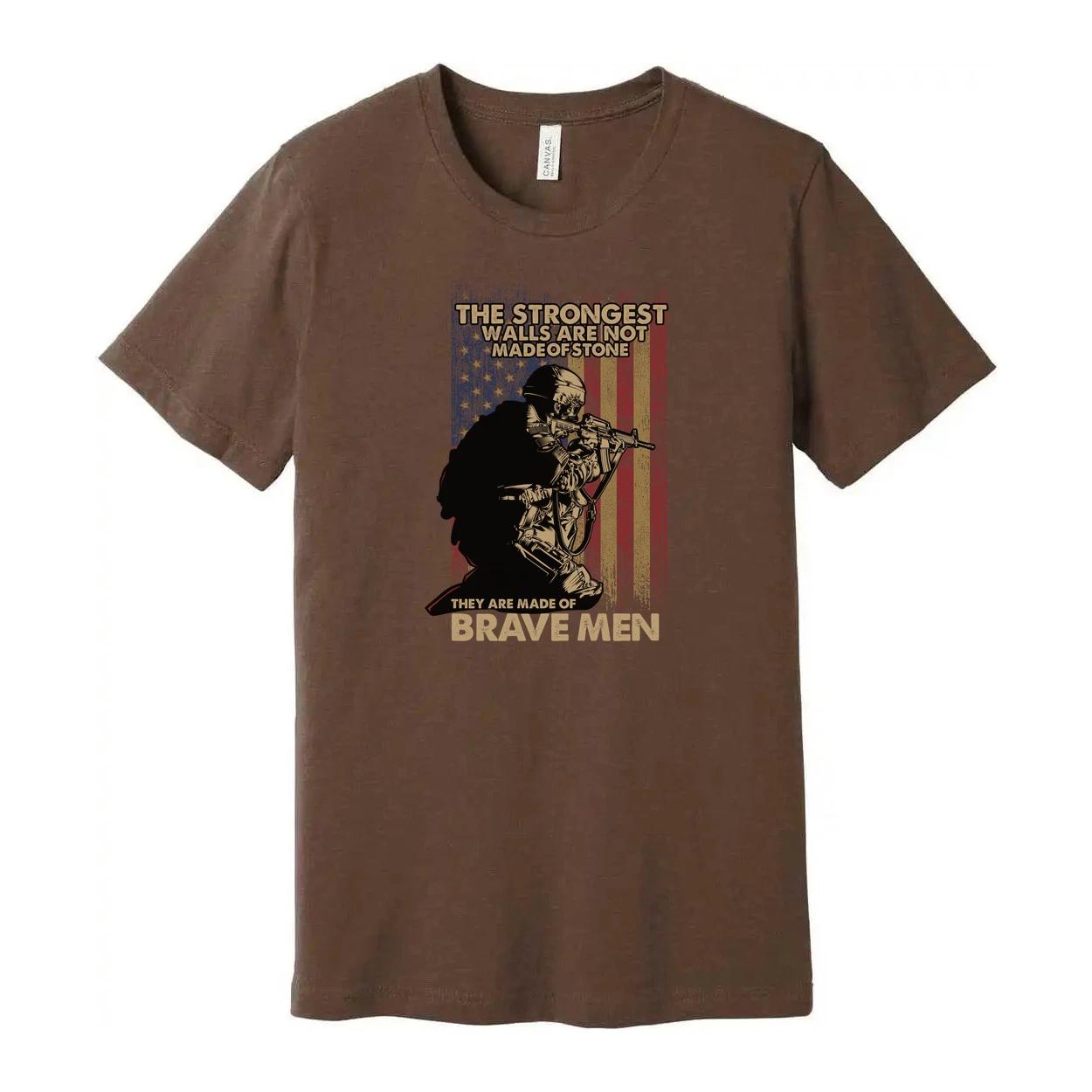 Veteran Unisex Tee With Soldier Silhouette And American Flag The Strongest Walls 2XL