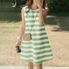 ZANZEA Women Casual Round Neck Stripe Sleeveless Tank Dress