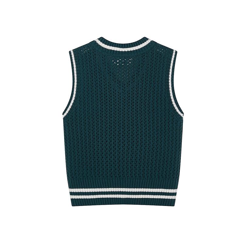 Teenie Weenie Women's Textured Stripe Color Block V-Neck Knitted Vest