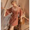 Velvet Lace Mesh Heart Pajama Set: Strappy Nightgown & Robe