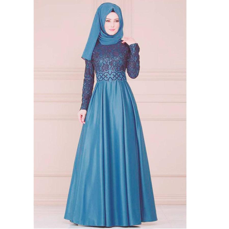 Naher Osten Ramadan Retro Elegantes Kleid Abaya Kaftan Stil Spitze Langarm Muslimische Dubai Damen Elegant Übergröße Türkei Islamische Kleidung S-5XL