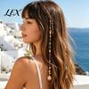 Sea Themed Hair Accessories 2Pcs Bohemian Long Tassel Braided Chain with Clips, Colorful Gift for Ocean Style Lovers Sun Moon Pendant, Jewelry