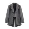 New casual minimalist plaid asymmetrical blazer 2086827