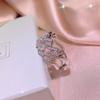Trendy Girl Sexy Micro-Set Sparkling Diamond Ring, High-End Light Luxury Double-Layer Pattern Wedding Ring