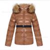 2026 Winter Womens Slim Fit Padded Hooded Coat With Raccoon Fur Trim