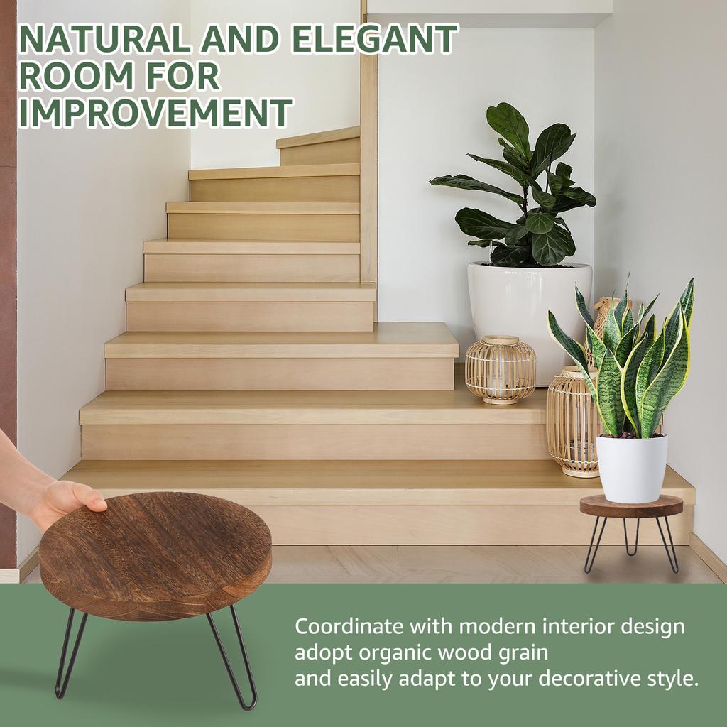 Wood Modern Plantings Holder Kit Stable Sturdy Mid Century Plantings Stand Set Versatile Metal Tall Holder for Home Decor