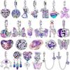 Shiny Purple Charm Copper Jellyfish Birthday Pendants Beads Compatible Genuine Bracelets DoItYourself Jewellery Accessories
