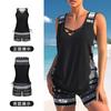 Europäischer und Amerikanischer Damen-Bikini High-Waist Bikini Trägertop Strandbikini Zweiteiliges Set