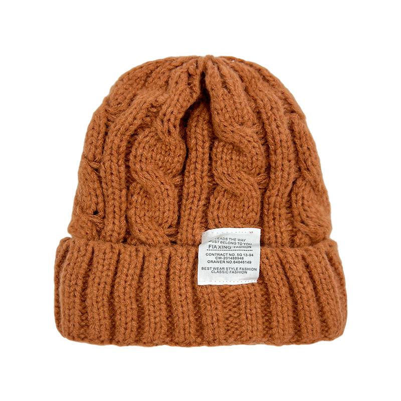 

Женская однотонная вязаная шерстяная шапка с перекрутом, холодостойкая, универсальная, зимняя Caramel
