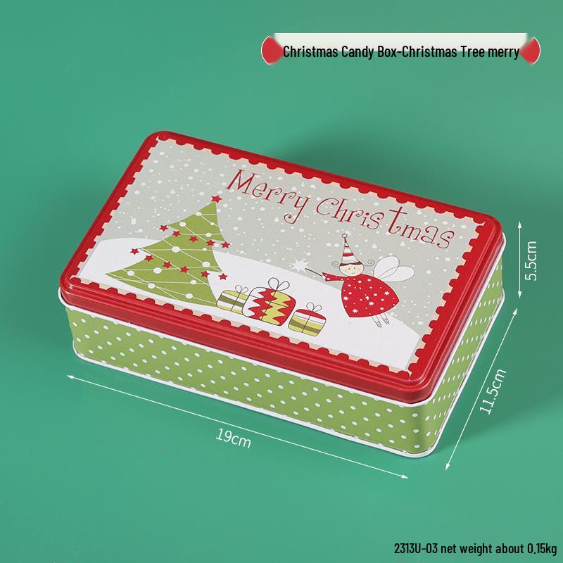 Christmas Rectangular Tin Skylight Box for Candies and Cookies - Children's Decorative Empty Gift Storage Box