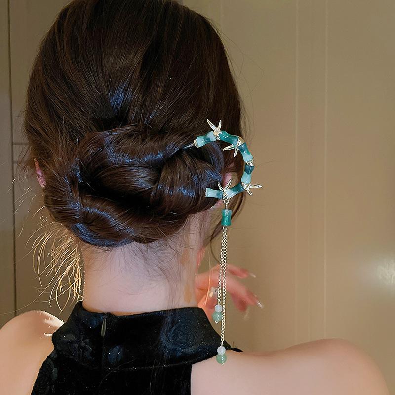 New Chinese Flower Pearl Tassel Hairpin Guochao Fashion Retro Hairpin Hanfu Versatile New Hairpin Hair Accessories Women