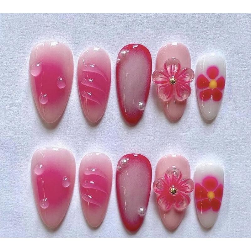 30-Piece Pink Gradient 3D Water Drop Nail Art Stickers - Hot Selling Niche Wearable Nails
