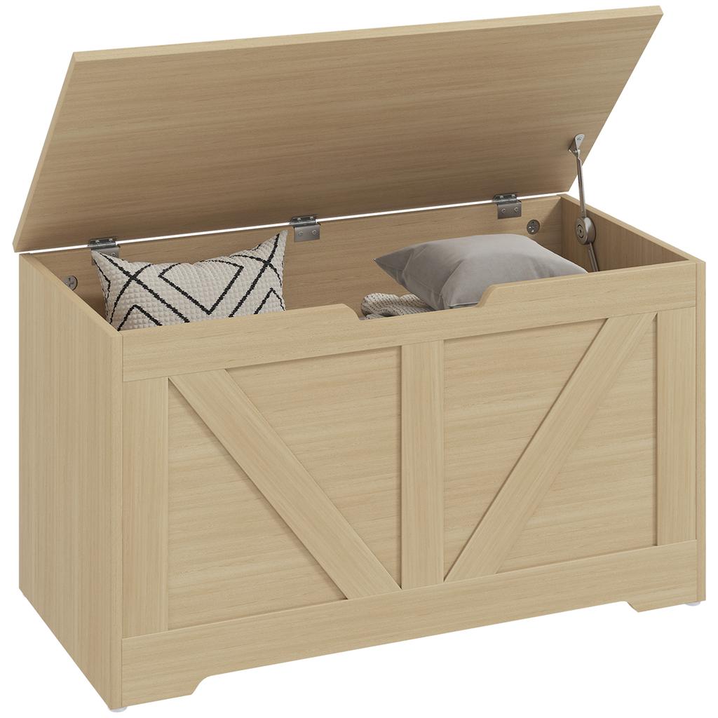Rustic Entryway Storage Chest, 80 x 40 x 45 cm, Natural Wood
