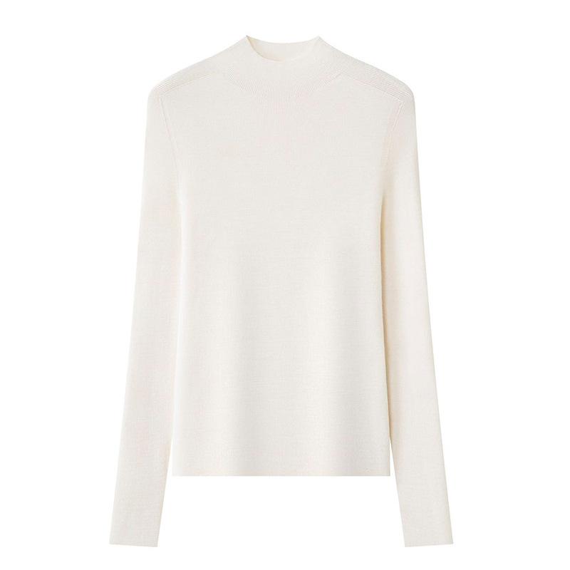 Seamless semi-turtleneck worsted wool bottoming shirt women's autumn slim-fitting and thin inner long-sleeved knitted sweater
