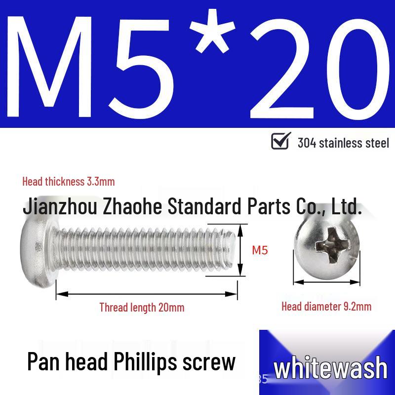 304 Stainless Steel Phillips Pan Head Machine Screw