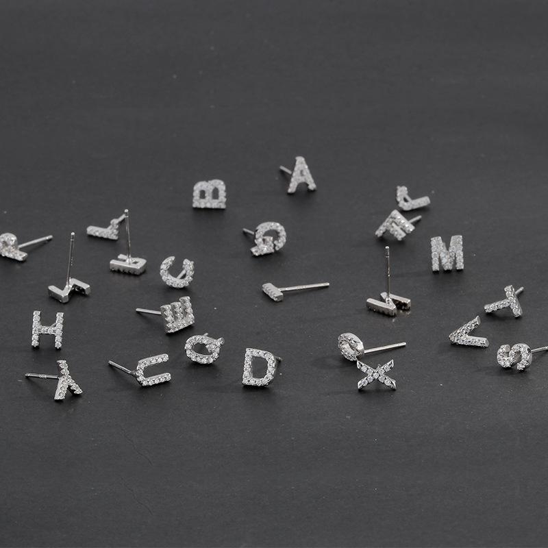 Street Style Diamond Alphabet Earrings: Romantic Travel-Inspired Simple Design for Women