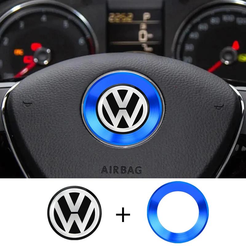 For VOLKSWAGEN Car Interior Steering Wheel emblem 3D Sticker Aluminium Alloy Sticker For Volkswagen Golf 6 7 Polo CC Tiguan