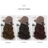 Bucket Hat Bow Top Hat Wig Korean Style Long Curly Wave Hair Fisherman Hat Wig  Autumn Winter