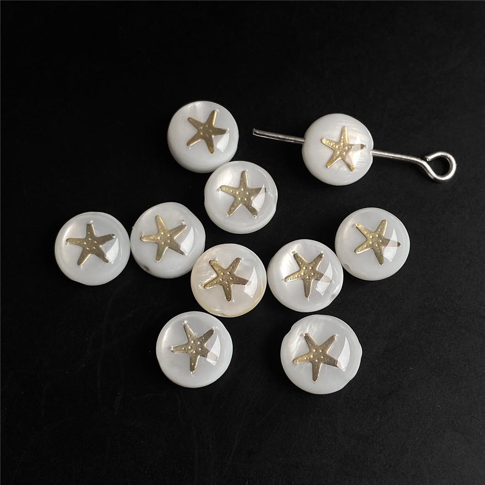 Shell Bronzing Moon Star Hearts Bead Charm Round White Freshwater Pearl of Shell Bead for Jewelry Making Diy Necklace Accessory