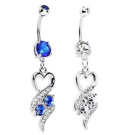 Mode Chirurgenstahl Herz Strass Bauchnabelpiercing Nabelschmuck