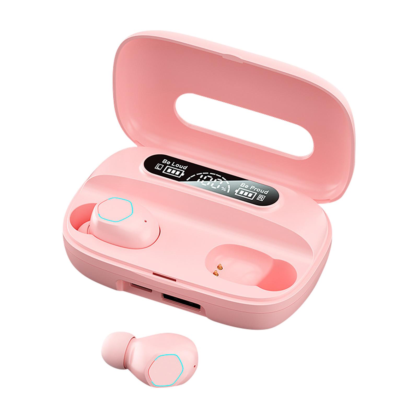

Bluetooth-наушники-вкладыши со светодиодным дисплеем питания, чехол для зарядки, наушники-вкладыши с микрофоном для телефона и компьютера One Size розовый