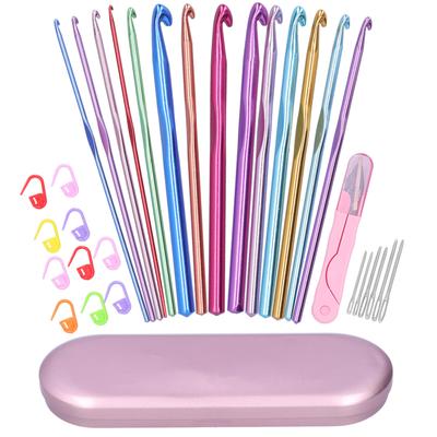 Set Uncinetti Allumina Ago Uncinetto Colorato Strumenti Maglia Maglione Forniture Domestiche Oro Rosa
