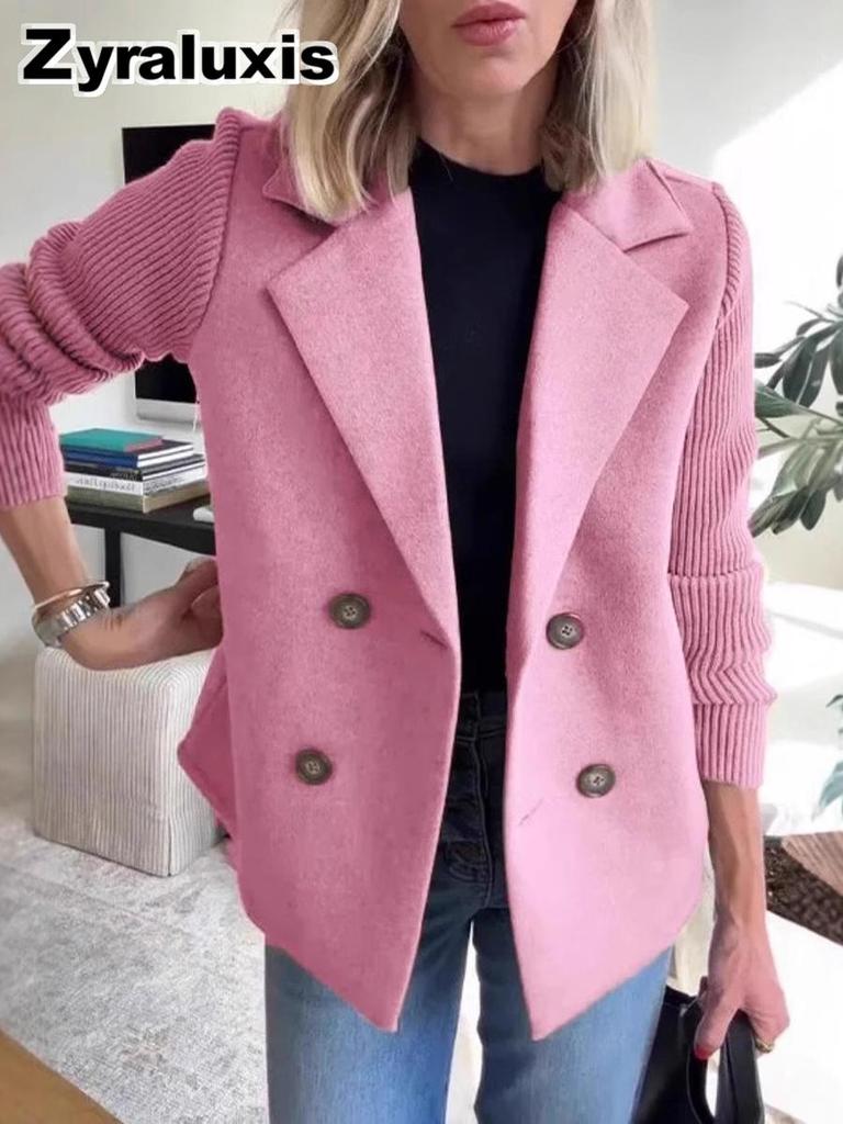 Spring Women's Wool Blend Overcoat Blazer Jacket