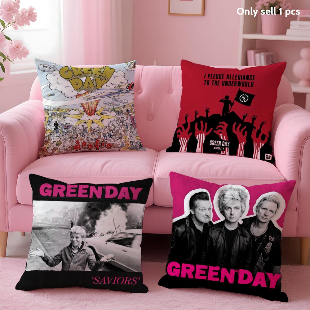 G-Green Day S-Saviors Cushion Cover Soft Short Plush Double-Sided Printing Home Decor Machine Washable Pillow Case Gift