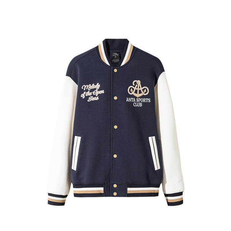 

Anta Comfortable Casual Simple Letter Print Loose Baseball Jacket Men Jackets Blue 152518707S-2 M