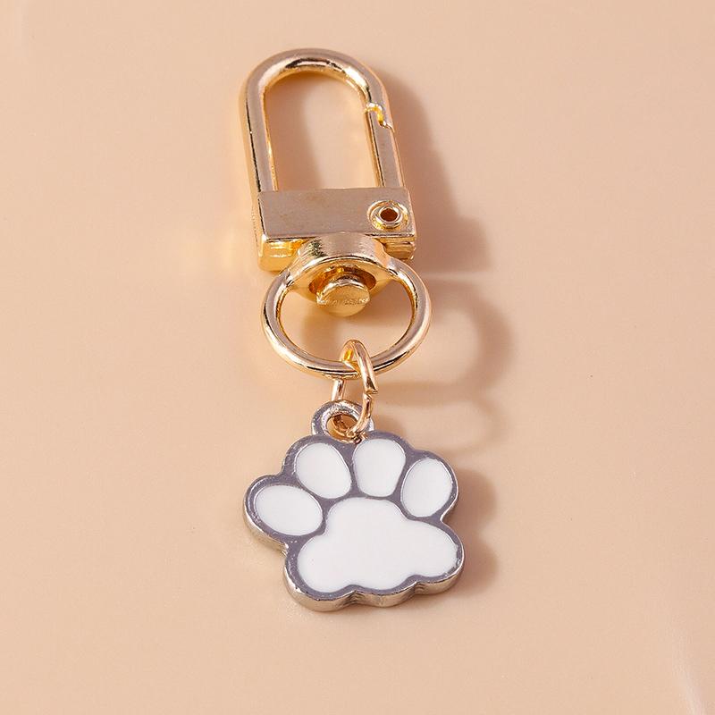Cute Enamel Puppy Dog Cat Paw Keychain Footprint Keyring Pendants for Car Key Holder Handbag Decor DIY Pet Jewelry Gifts