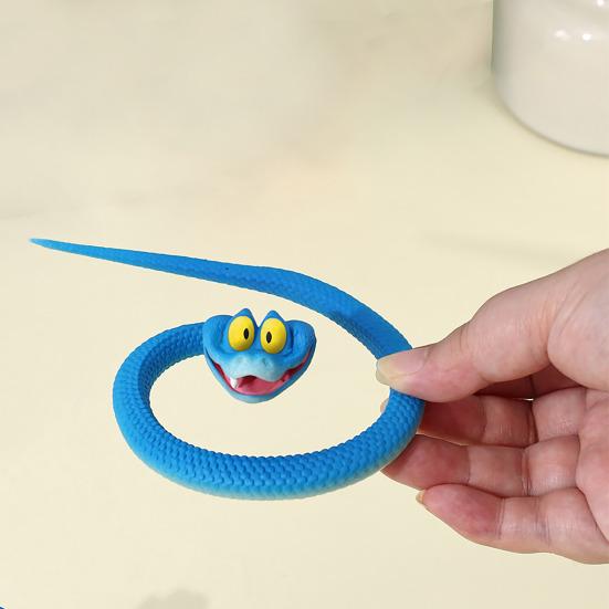 Cartoon Blue Snake Toy Realistic Poseable Snake Figurine Desk Fidget Toy Home Office Desktop Decoration Ornament Collectible Gift
