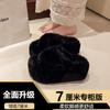 Women Fluffy Slippers Cross Plush Cozy House Shoes Furry Open Toe Indoor Outdoor Slip Warm Anti Skid Sole