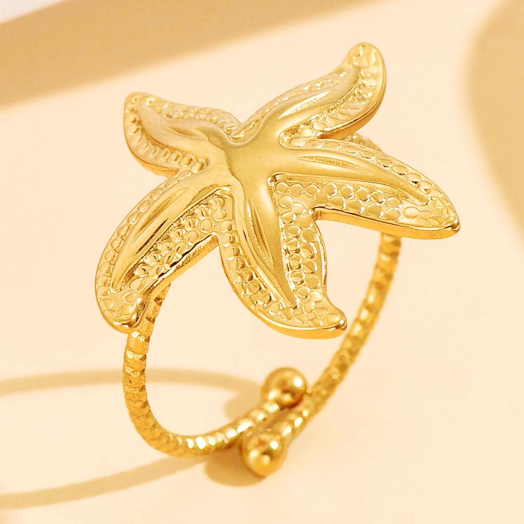 Ocean Starfish Resort Style Ring - Cute Fashionable Stainless Steel Jewelry for Women