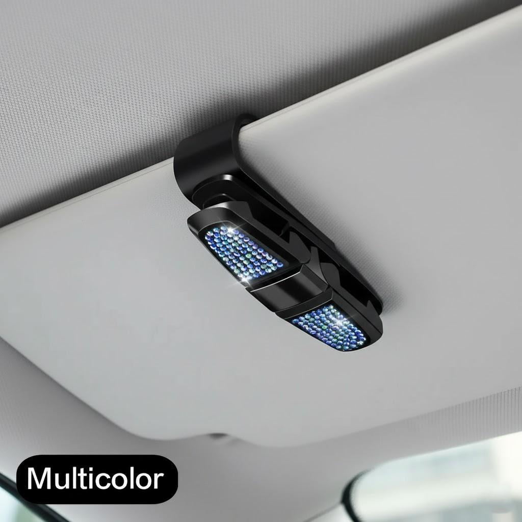 Xiaomi Car Sunglasses Holder Clip with Diamonds Multifunctional Glasses Case Sun Visor Card Organizer Car Interior Accessories Storage