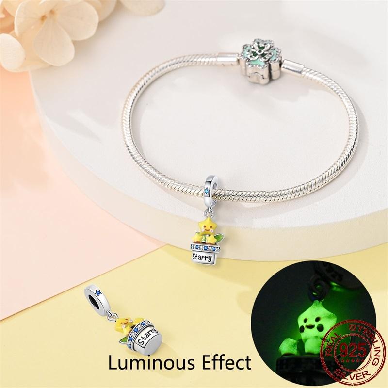 Copper Classical Butterfly Luminous Star Moon Pendant Fit 3Mm Pan Bracelet Diy Beads Fashion For Women Jewelry Gift