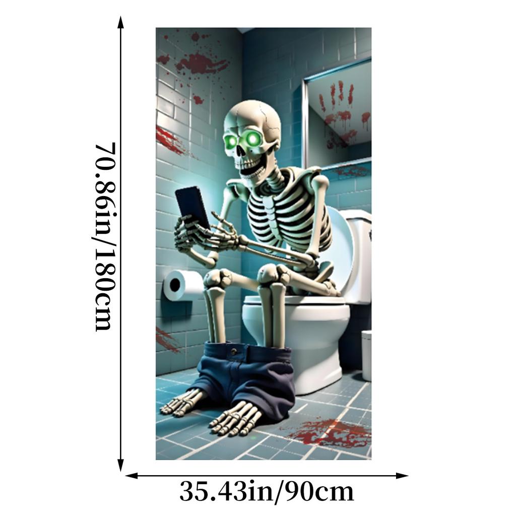 Halloween Horror Decoration Background Cloth, Haunted House Family Arrangement, Outdoor Door Curtain Hanging Cloth Vertical Poster