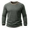 Mens Long Sleeve Round Neck Basic Color Block T Shirt
