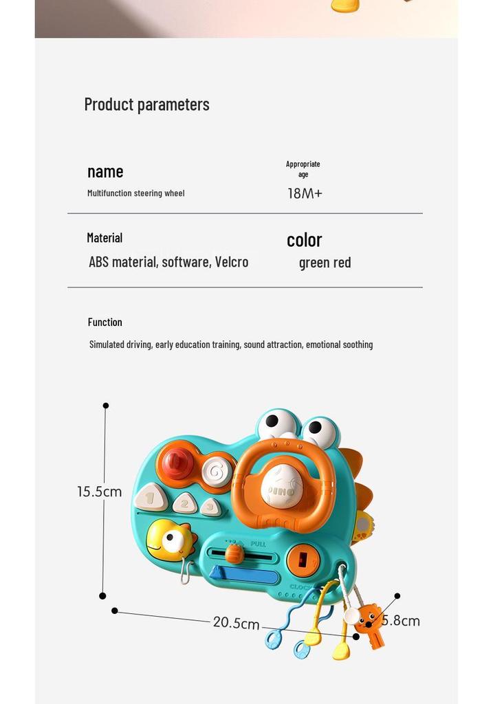 Dinosaur Multifunctional Steering Wheel Educational Toy for Babies and Children - Eco-friendly Materials