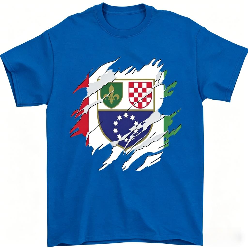 Hot Trending Torn Bosnia and Herzegovina Flag Day Football TShirt Design Preview Only Tshirt 2026 Unisexs Womens Cotton Tshirt