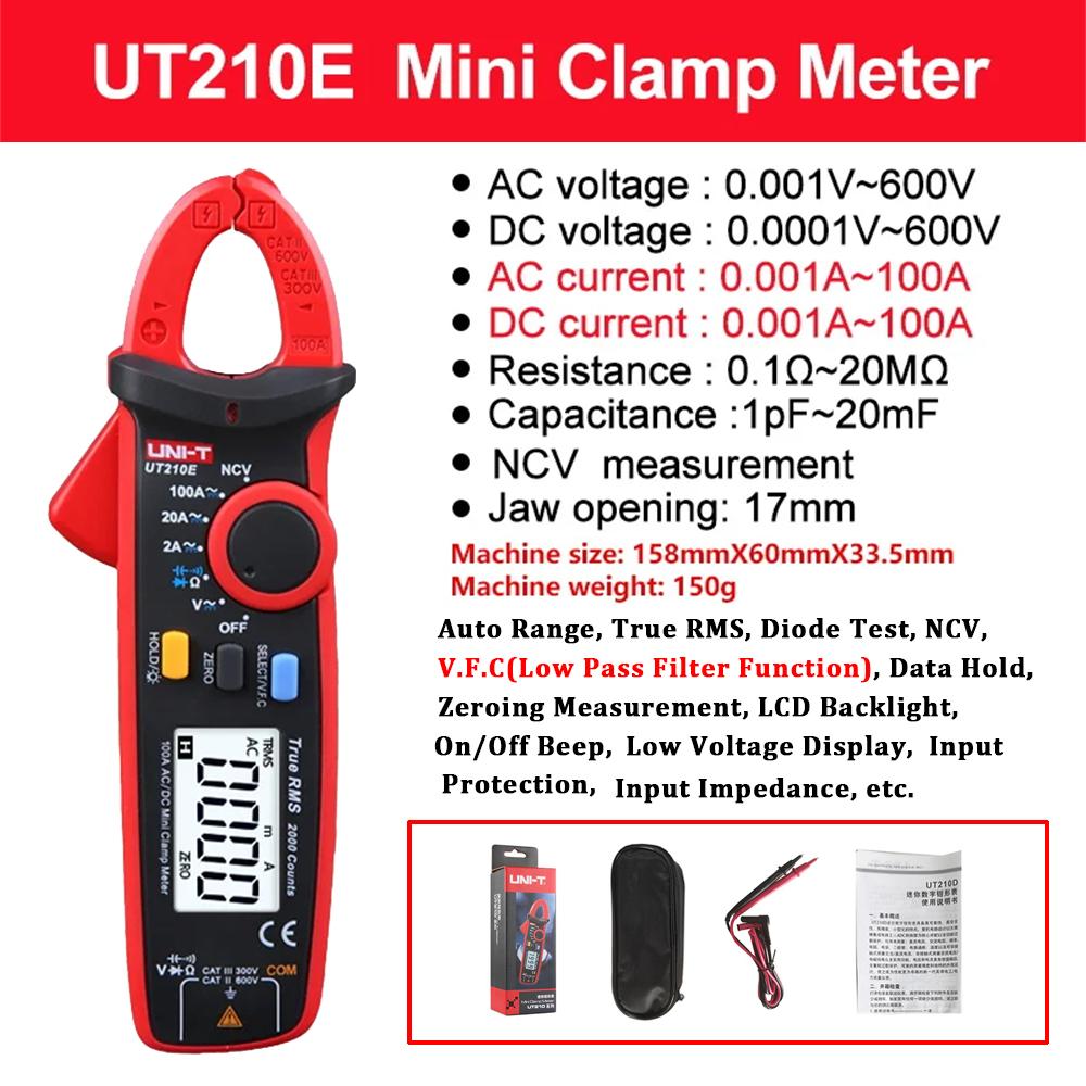 UNI-T Clamp Meter UT210E UT210D UT204 PLUS Current Pliers Hook Ammeter Digital Multimeter Professional Electrical Multi Tester