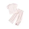 Girls' Solid Color Set - Short Sleeve Top & Pants Outfit