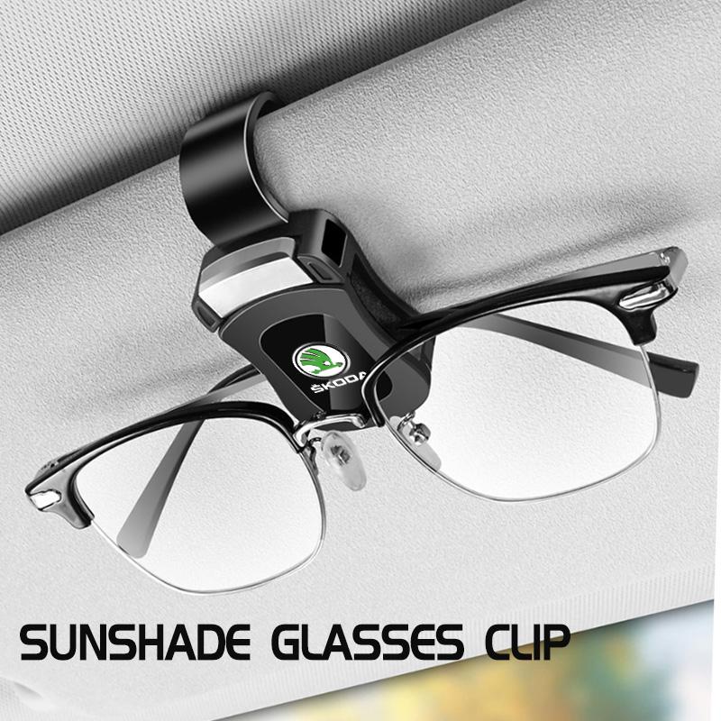 VIJT4 Auto Innenraum Sonnenblende Brillenhalter Sonnenbrillenclip Für Skoda Fabia 1 2 Octavia a7 RS Superb Rapid Yeti Karoq Vision