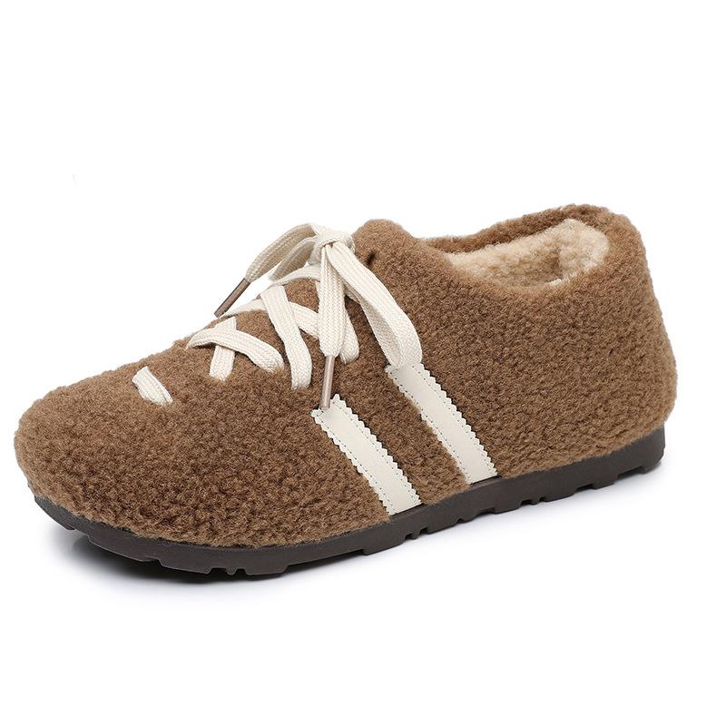 

Women s Large Size Plush Soft Sole Autumn and Winter Warm Fur One Snow Boots Fluffy Lined Non-slip Hiking Casual Sports Cotton Shoes Soybean Shoes 41 верблюд