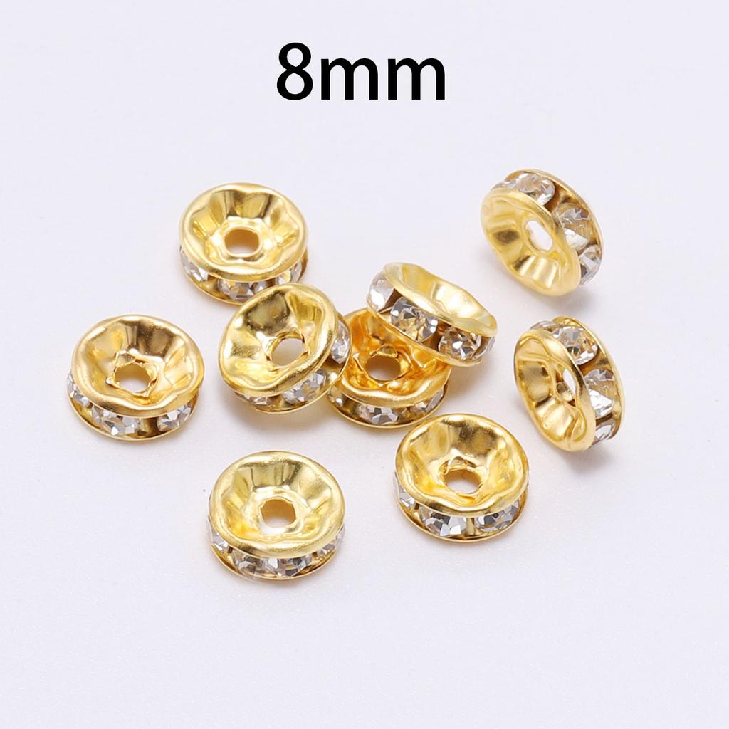 50 stk/parti 8 mm Strass Rondeller Krystallperler Løse Avstandsperler Charms for DIY Håndlaget Smykketilbehør Produksjonsmateriell