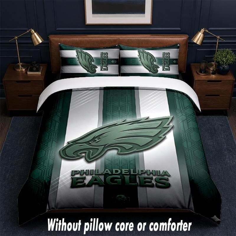 Set Biancheria da Letto Design Philadelphia Eagles 1 Copripiumino + 2 Federe Morbido Traspirante Biancheria da Letto per la Casa
