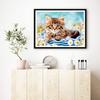5D DIY Diamond Painting Kitten and Chrysanthemum Flowers Cross Stitch Kit Mosaic Diamond Embroidery Rose Full Round/Square Drill Home Decoration