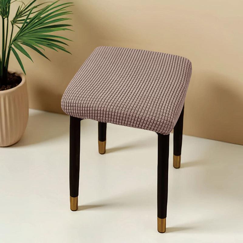 Jacquard Square Stool Covers Elastic Dust-proof and Anti-slip Stretch Chair Cover Solid Color Geometric Pattern Seat Cover