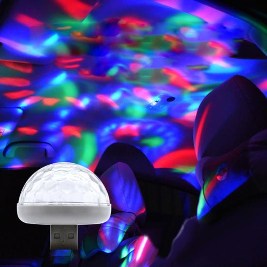 Mini USB LED hudební ovládání zvuku atmosféra noční světlo interiérová lampa do auta