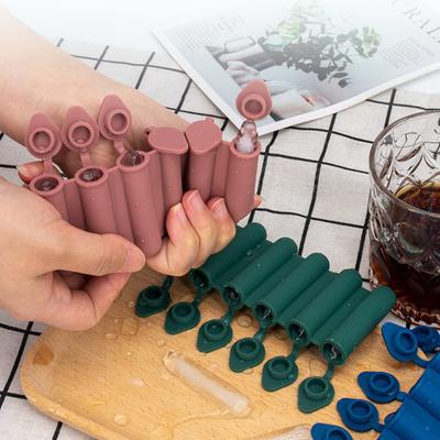 Buz Çubuğu Kalıp Toz Geçirmez Kapak 6 Kavite Gıda Sınıfı Kolay Bırakılan BPA Ücretsiz DIY Yeniden Kullanılabilir Şişelenmiş İçecekler Silikon Buz Küpü Kalıp Mutfak Malzemeleri