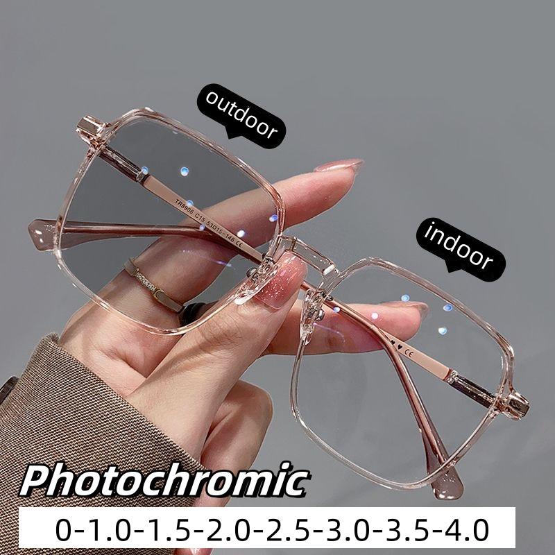 New Anti Blue Light Color Changing Myopia Glasses Oversized Intelligent Near Sight Eyewear High Definition Love Shaped Eyeglass
